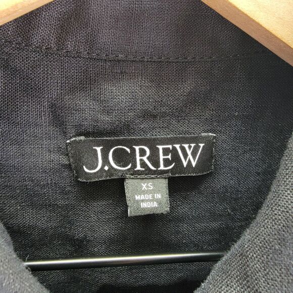 J.Crew Women's Size XS Black 100% Linen Utility Shirt Dress Short Sleeve C1926 - Picture 5 of 9